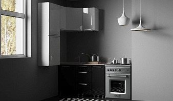 Высокая Кухня Черно-белый металлик №4 BMS до потолка