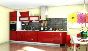 Кухня Гламур-2 BMS красного цвета