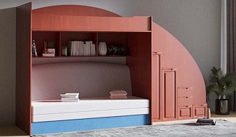 Кровать-чердак с диваном Мармелад 10 с рабочей зоной