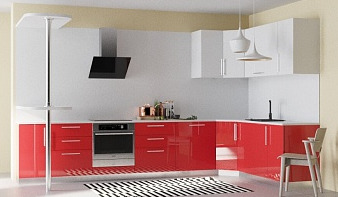 Кухня с барной стойкой Марина-1 BMS красного цвета