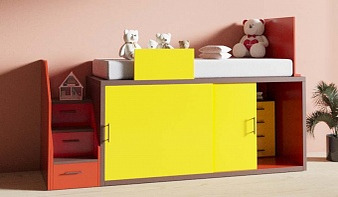 Желтая Двухъярусная кровать со шкафом Эльза 11 BMS