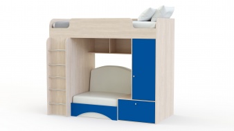 Синяя Кровать-чердак с диваном Тетрис 1 BMS