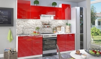 Кухня Лайн-2 BMS красного цвета