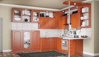 Кухня Верона с барной стойкой BMS коричневого цвета