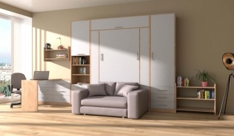 Вертикальная Шкаф-кровать с диваном Урбанист 03 BMS