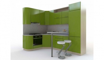 Кухня с барной стойкой Фантазия BMS зеленого цвета