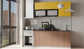 Кухонный гарнитур Дарина М-18 BMS коричневого цвета