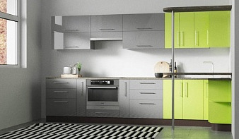Кухня с барной стойкой Стайл-2 BMS зеленого цвета