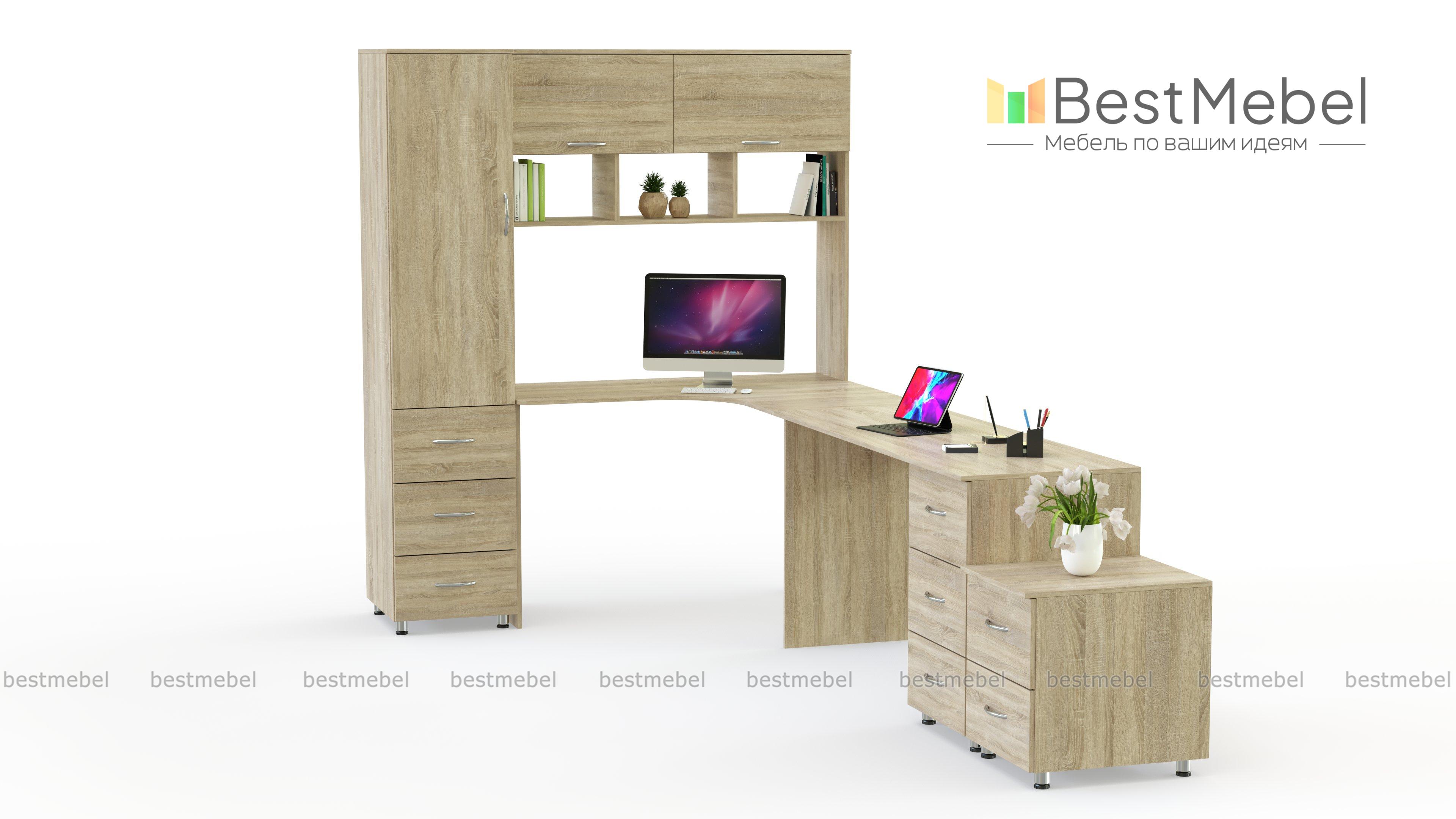 Угловой письменный стол для двоих Нико 82 BMS - Фото