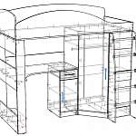 Чертеж Детская кровать-чердак Афина BMS