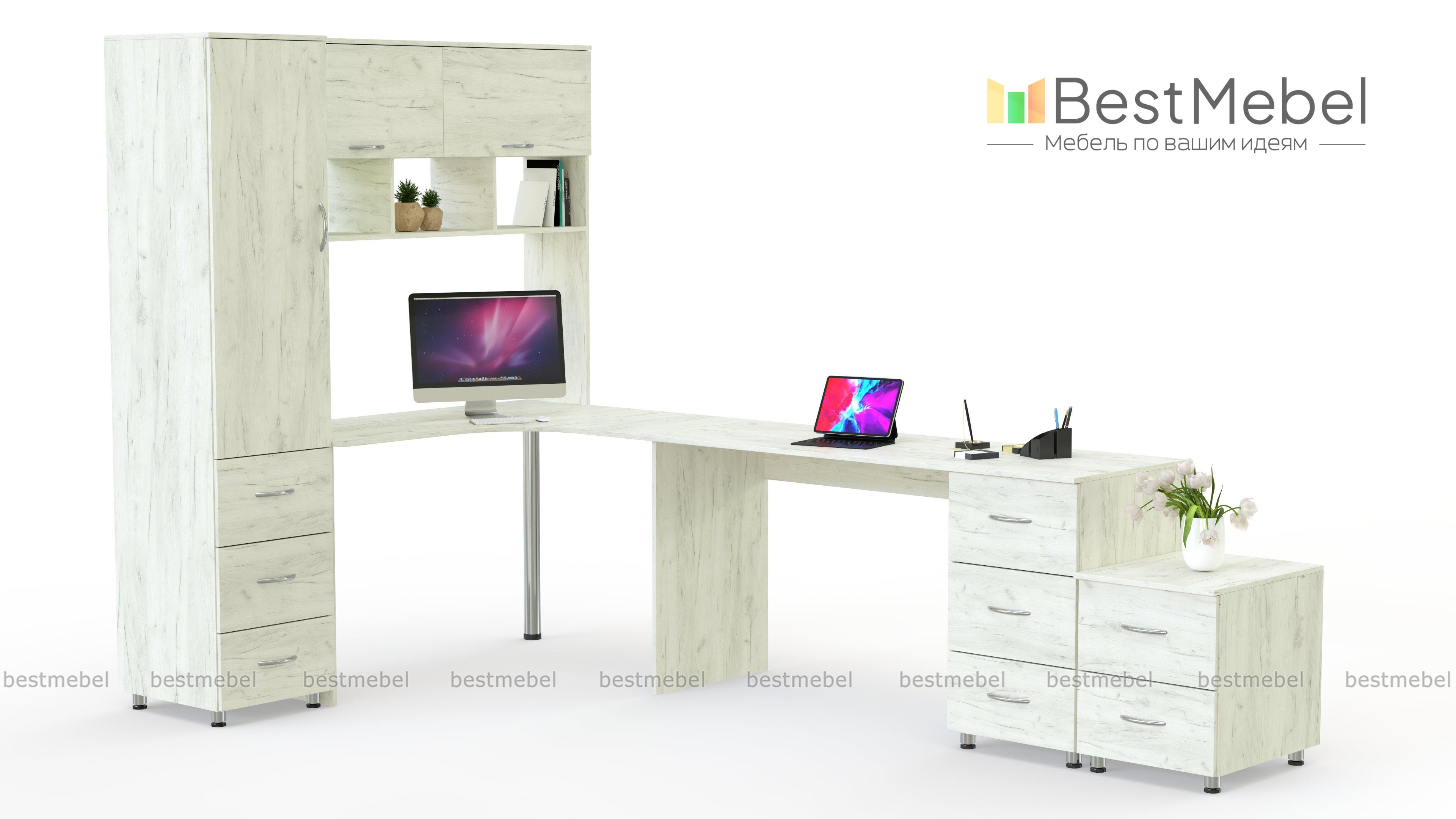 Угловой письменный стол для двоих Нико 82 BMS - Фото