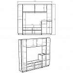 Чертеж Стенка для гостиной Пенелопа-3 BMS