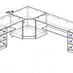 Чертеж Угловой письменный стол для двоих Фреско 44 BMS