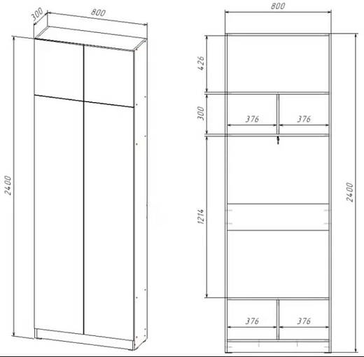 Шкаф распашной Ангард 35 (800*2400*300)