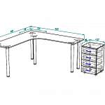 Чертеж Угловой письменный стол для двоих Канзас 38 BMS