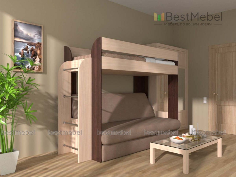 Кровать двухъярусная с диваном Миф-75 BMS