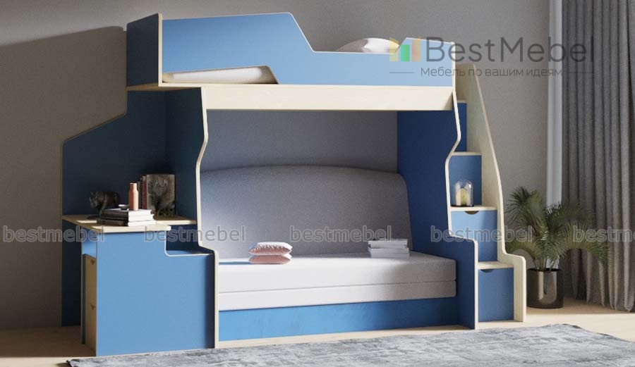 Детская двухъярусная кровать-домик Бильбао | Заказать двухъярусную кровать для детей