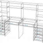 Чертеж Стол письменный Диада-3Я с надстройкой и ящиками BMS