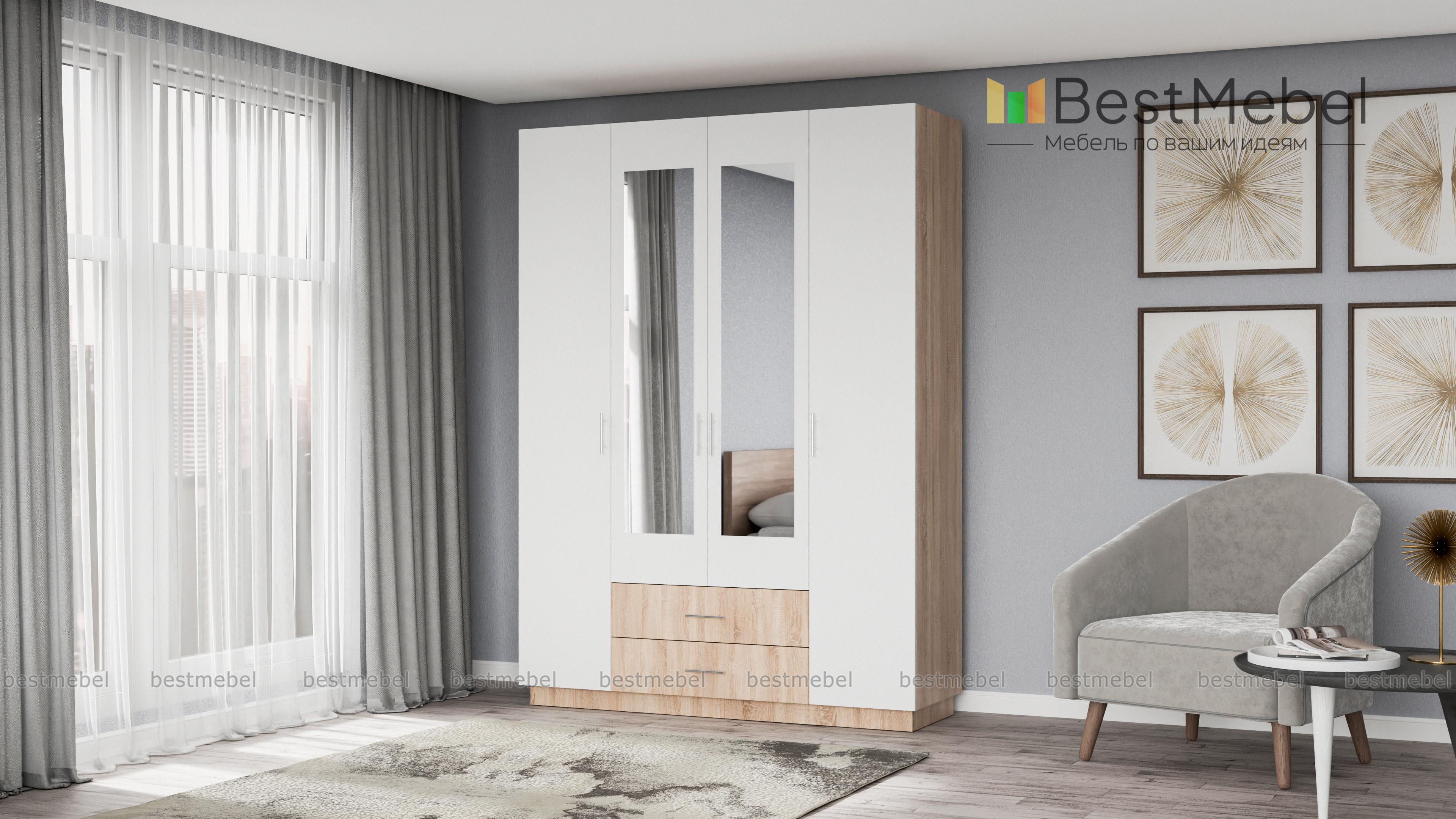 Шкаф четырехдверный Шон-7 BMS - Фото