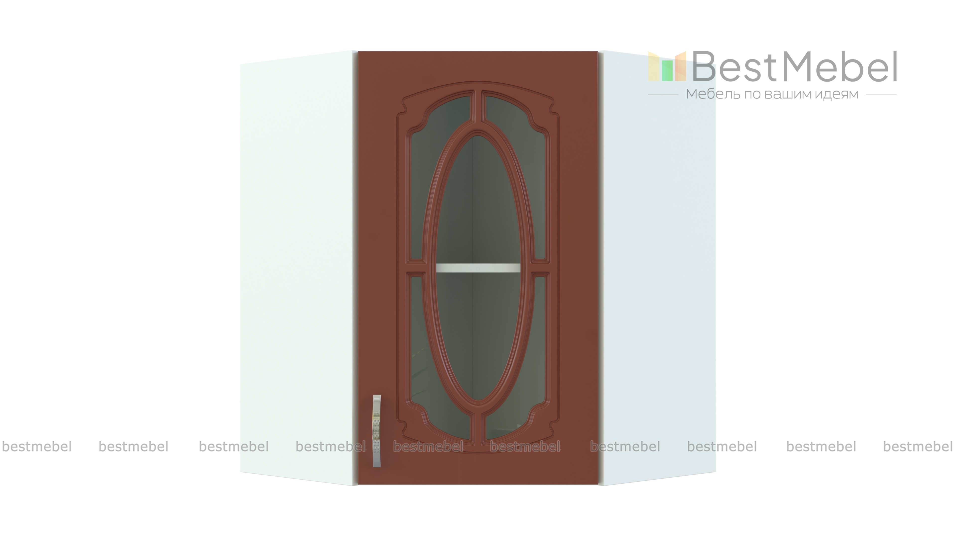 Шкаф верхний угловой остекленный Настя BMS