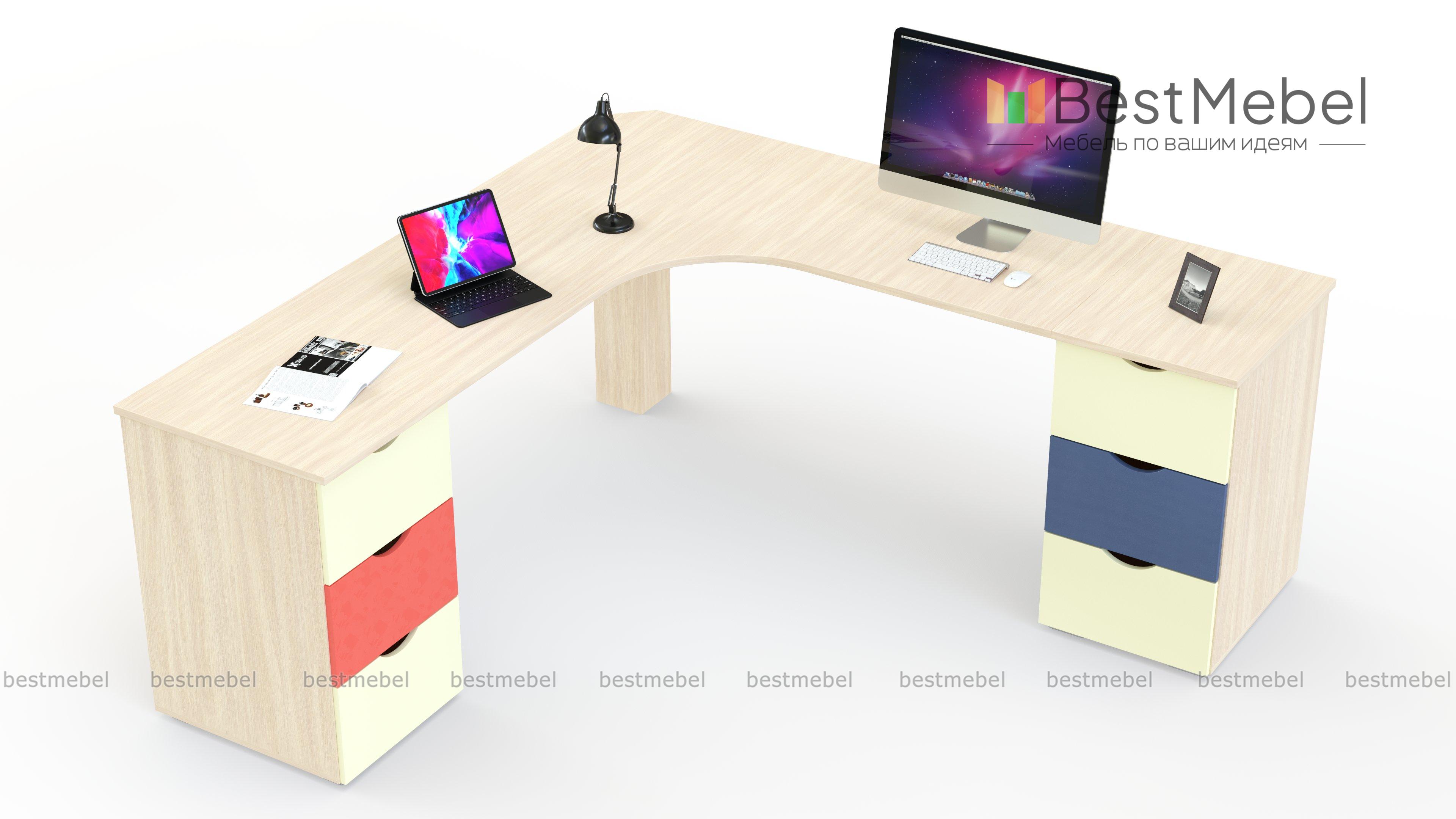 Угловой письменный стол для двоих Дублин 97 BMS - Фото