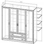 Чертеж Распашной шкаф Милена 6 BMS
