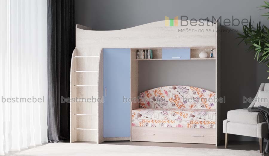 Кровать-чердак с диваном Фиона 7 BMS
