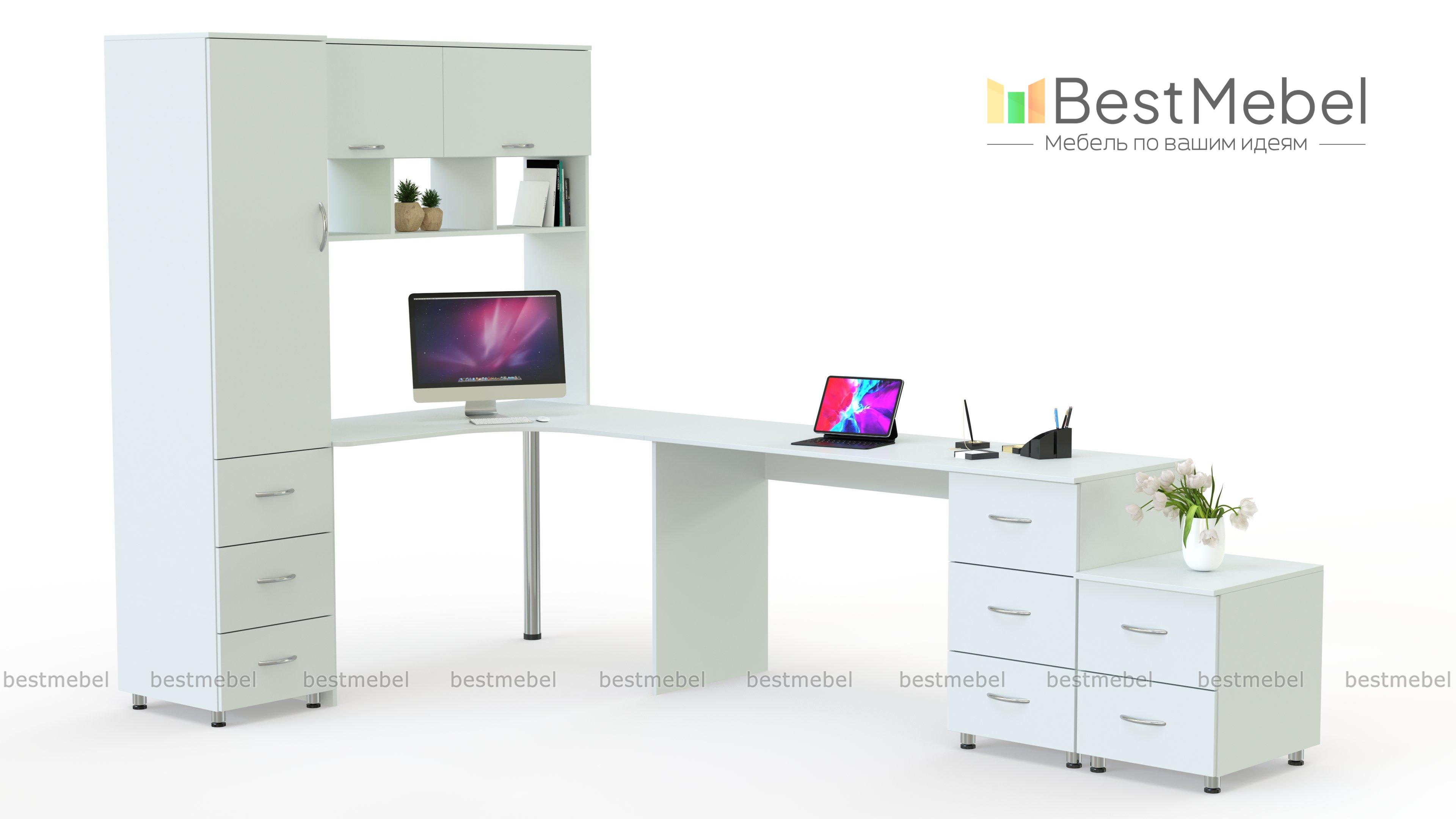 Угловой письменный стол для двоих Нико 82 BMS - Фото