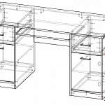 Чертеж Письменный стол Опен BIU 150 BMS
