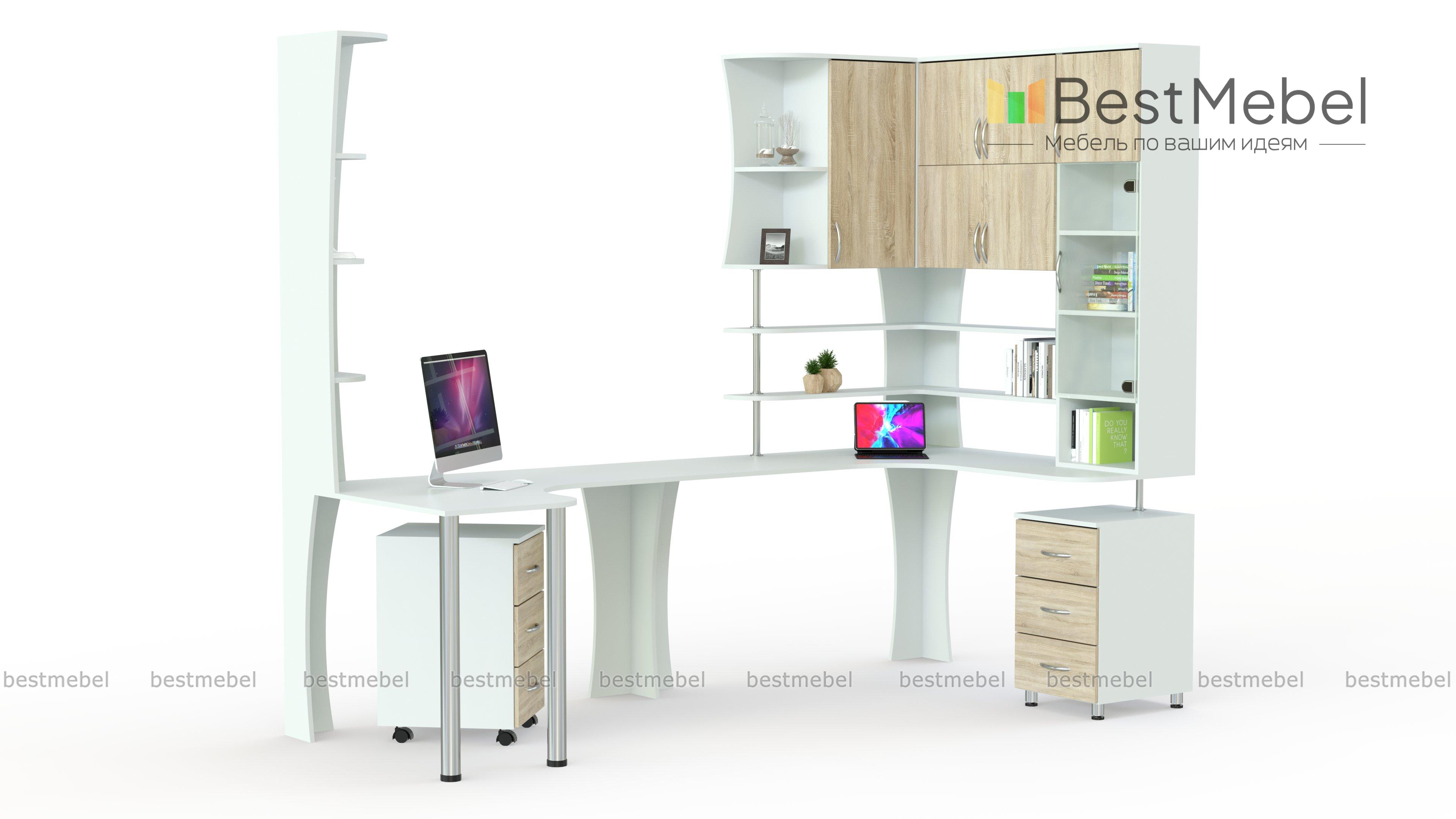 Угловой письменный стол для двоих Фреско 42 BMS - Фото