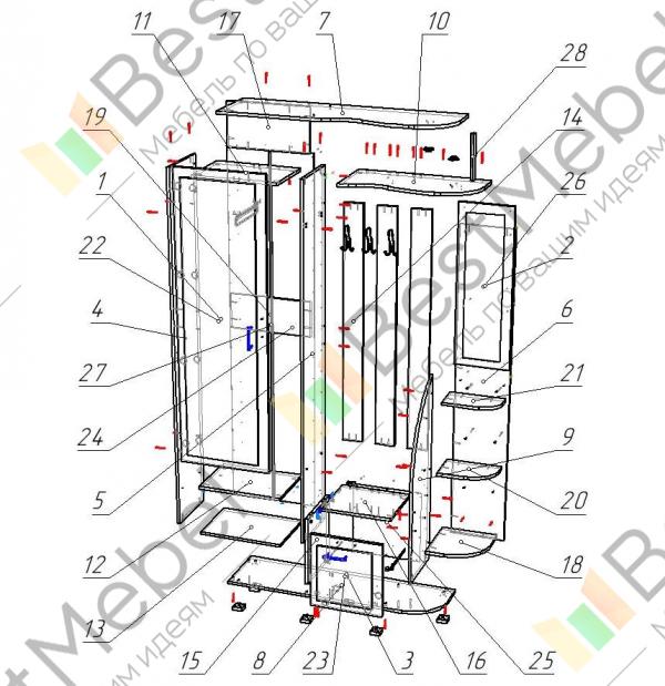 Прихожая Ксения-2 в Санкт-Петербурге - 18890 р, доставим бесплатно, любые цвета и размеры