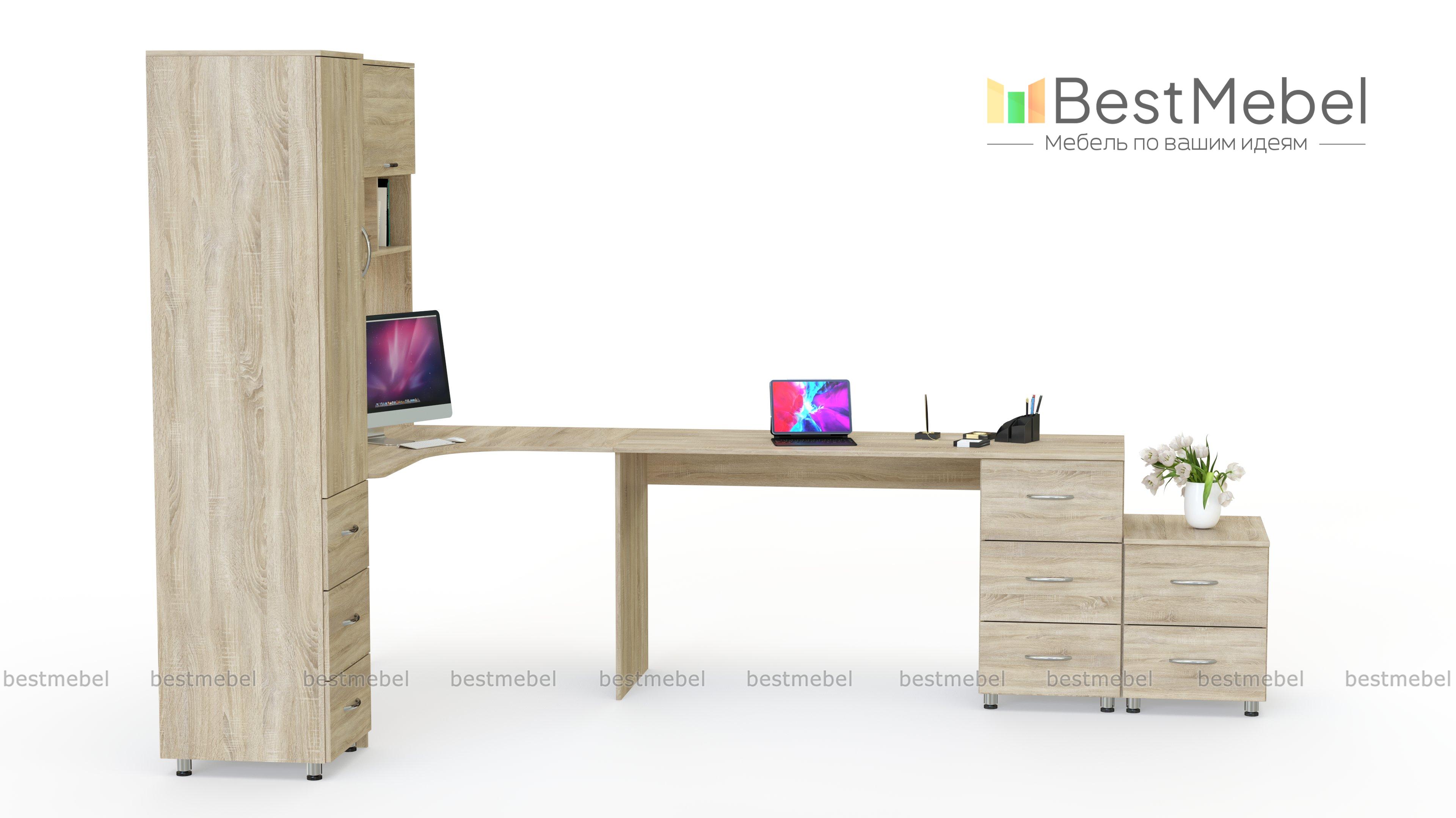 Угловой письменный стол для двоих Нико 82 BMS - Фото