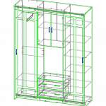 Чертеж Шкаф-купе Уют-4 с зеркалами BMS